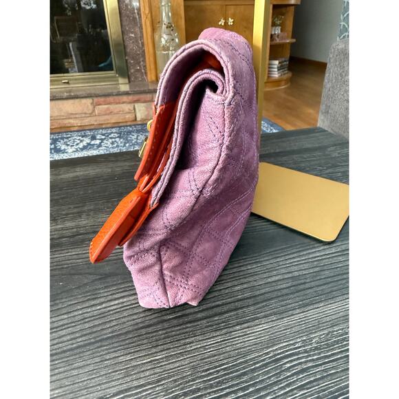 Marc Jacobs Quilted Purple & Orange Double Flap Foldover Clutch MSRP $1275+ - Picture 8 of 12